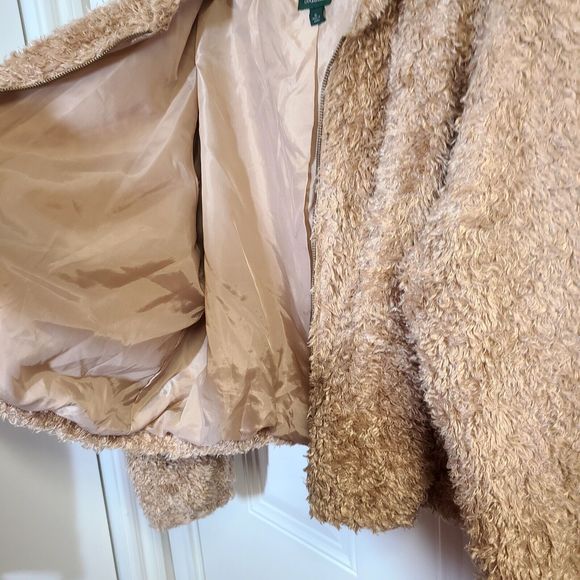 Wild Fable Jacket Teddy Bear Size XL Caramel Bomber Hooded Lined Pockets Zipper - Picture 6 of 12